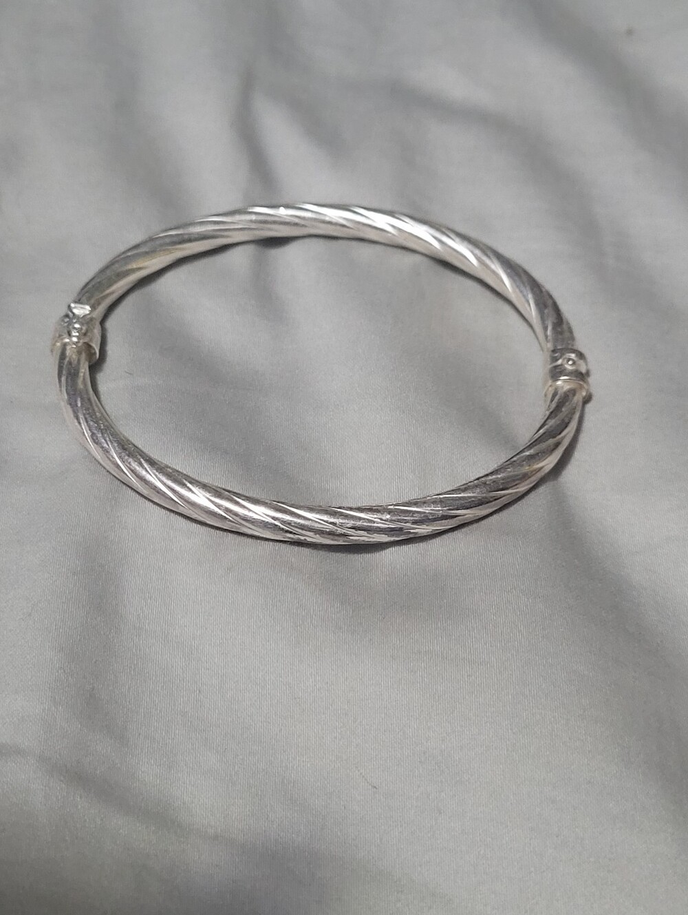 Sterling Silver Twisted Rope Bangle - Silver
